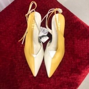 ZARA LEATHER Lace Up Colorblock Shoes, 40, NWT